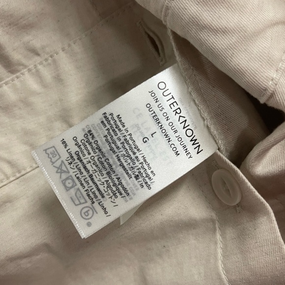 Outerknown women’s S.E.A. organic cotton jumpsuit beige size large short sleeve - Picture 9 of 9